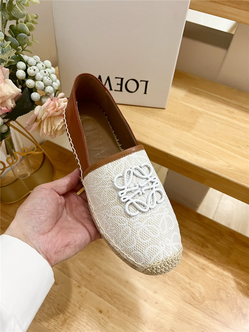 L0ew* anagram jacquard espadrilles white