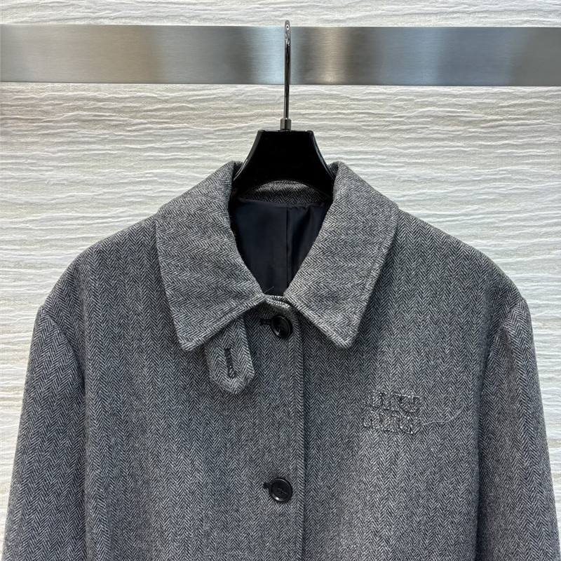 M1um1u herringbone lapel long coat replicas clothes
