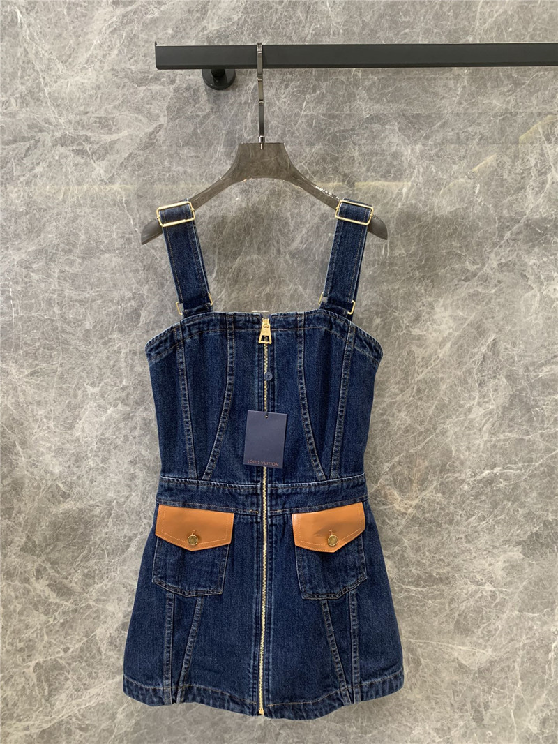 l0vis Vvtt0n lv denim suspender vest dress replica clothes