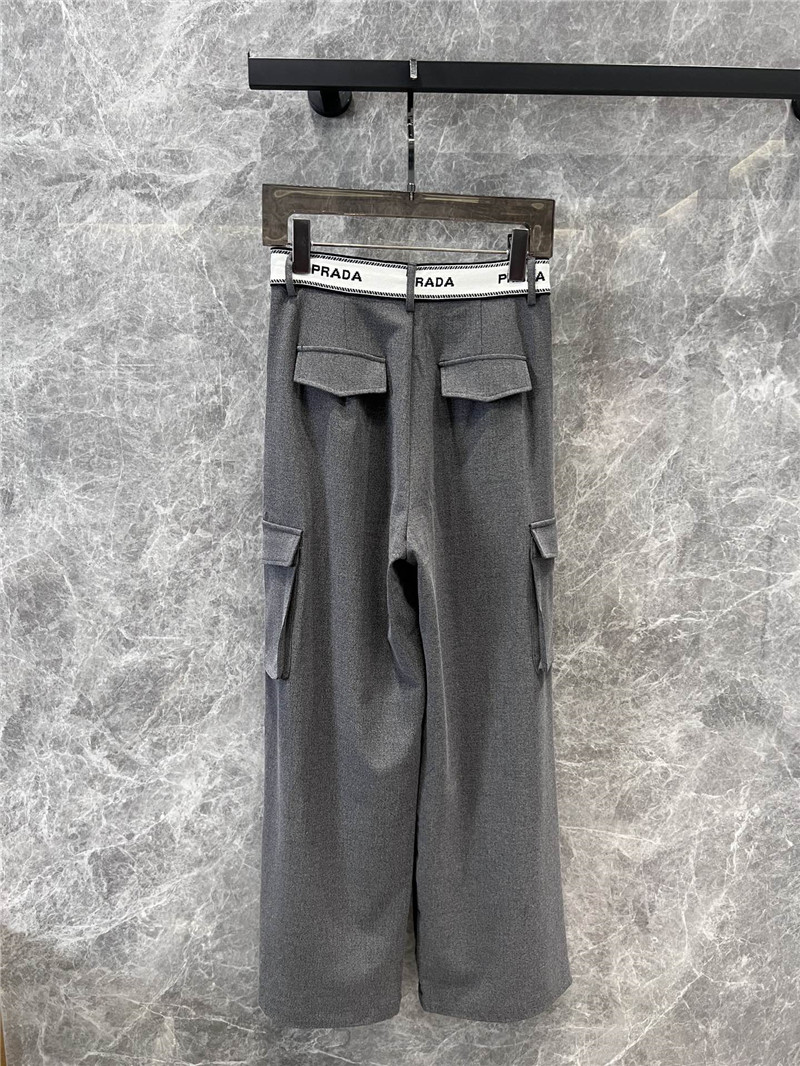 Pra*a letter webbing waist drawstring overalls replica clothes