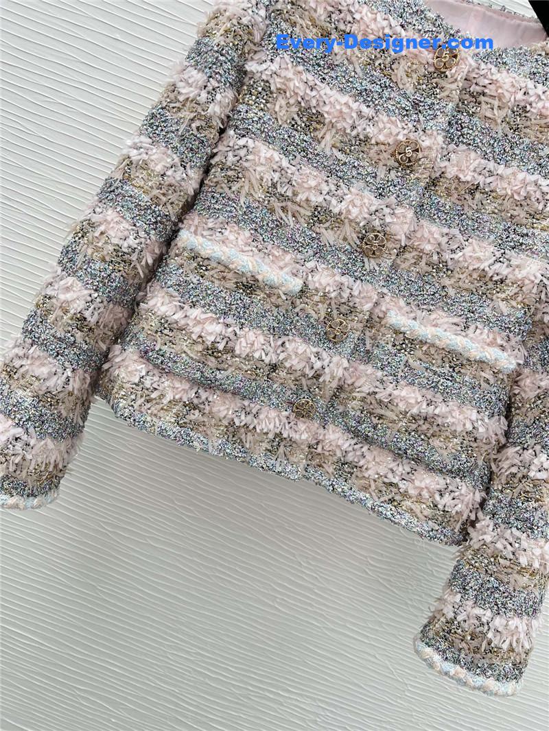 Ch**el striped pink coat replica d&g clothing