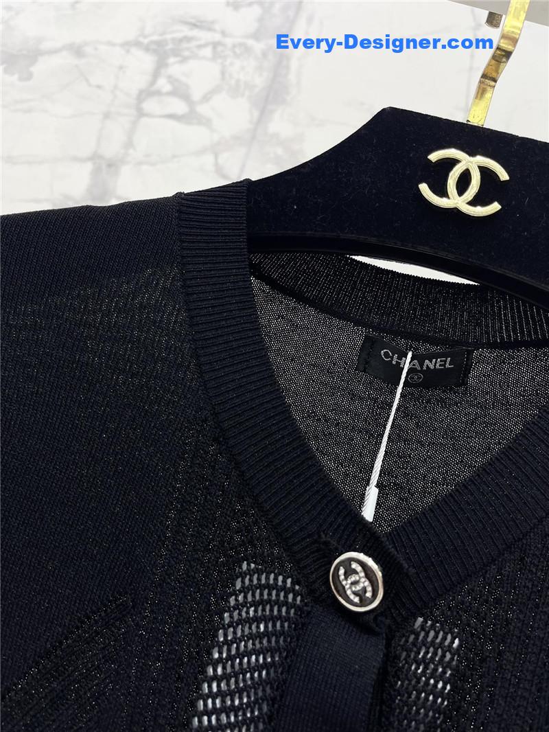 Ch**el hollow knit crew neck cardigan replica d&g clothing