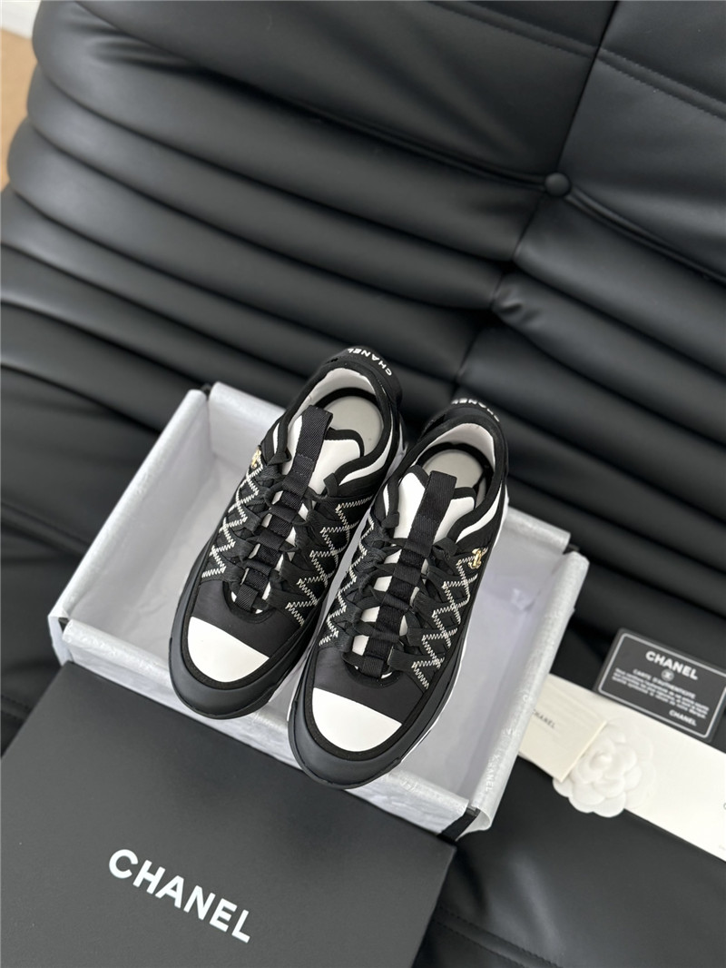 Ch**el logo suede calfskin sneakers in black