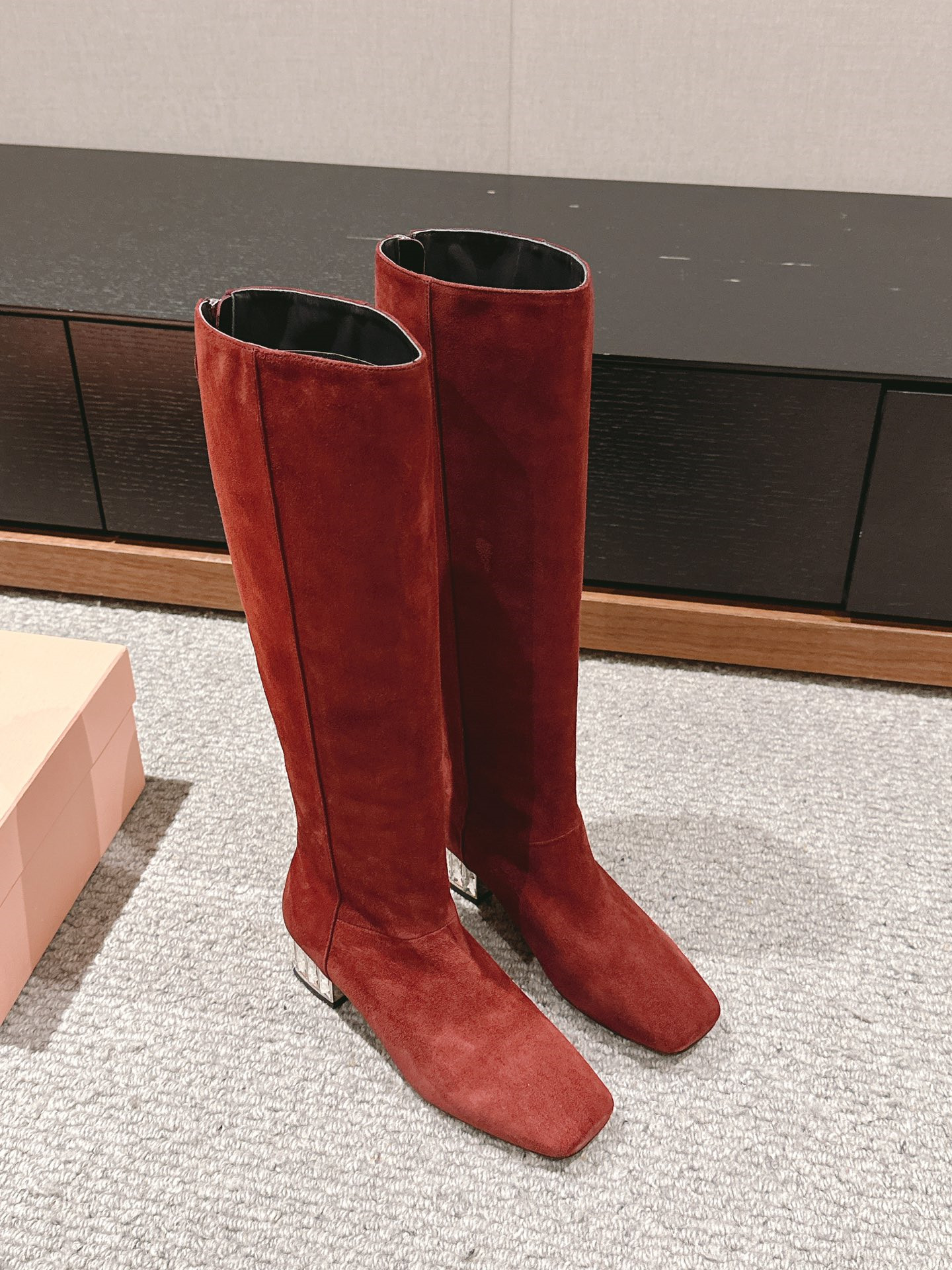 Miu Miu Women’s Burgundy Suede Keen High Boots