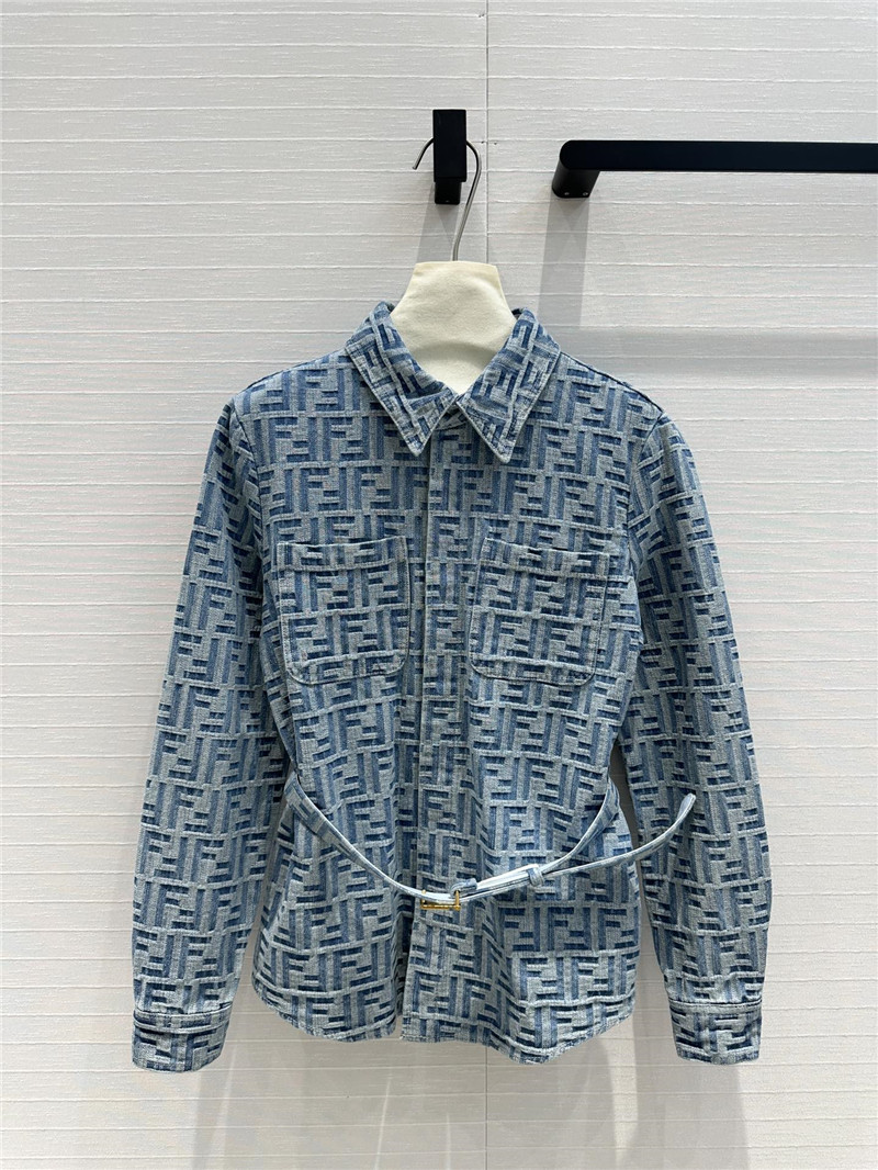 F**di lapel double pocket denim shirt replicas clothes