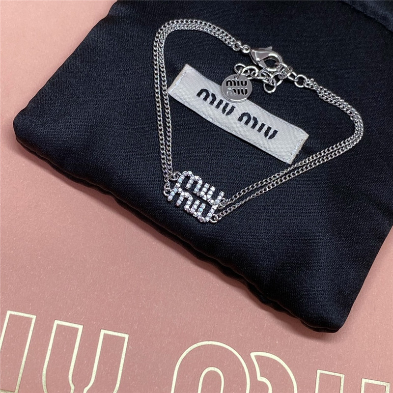 m1um1u full D1am0nd letter double layer bracelet/necklace