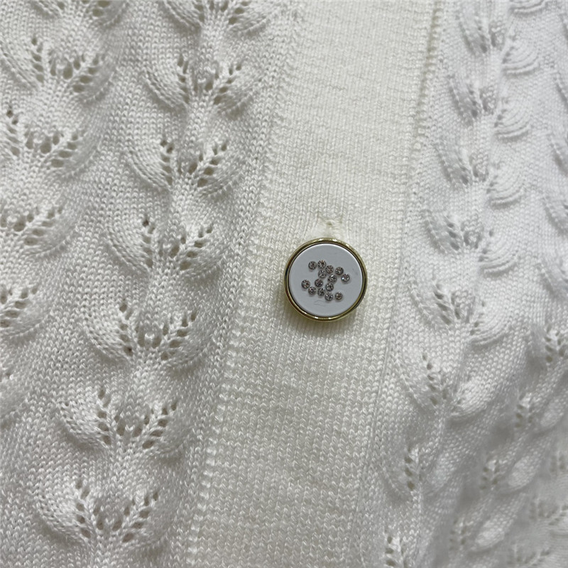 Ch**el hollow round neck wool cardigan replica clothes