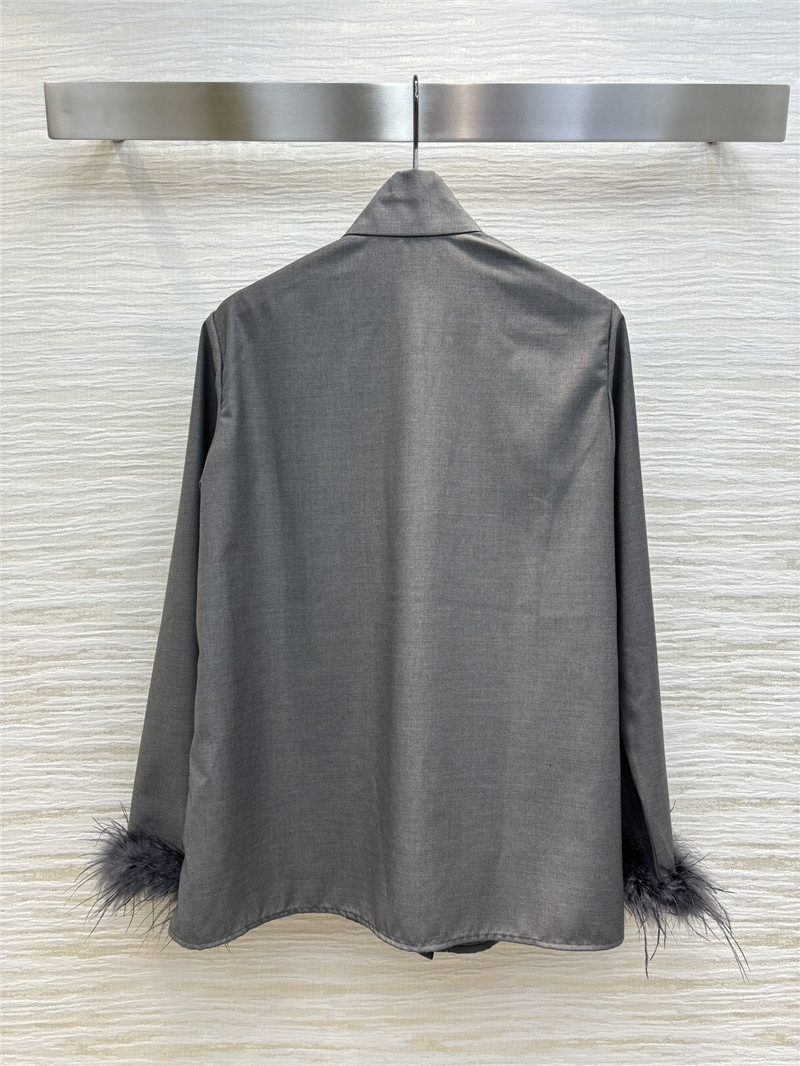 Va1e*ntin0 high-grade grey ribbon shirt replica clothing