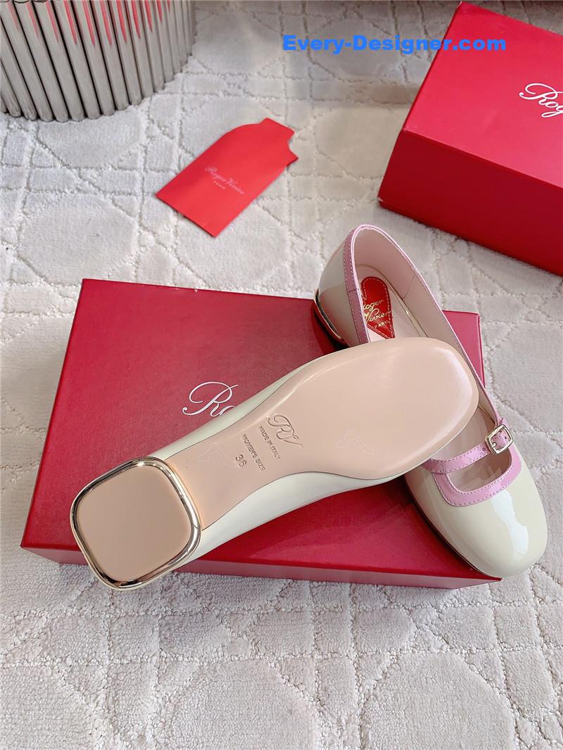 roger u1u1er viv’ podium ballerinas in patent white and pink