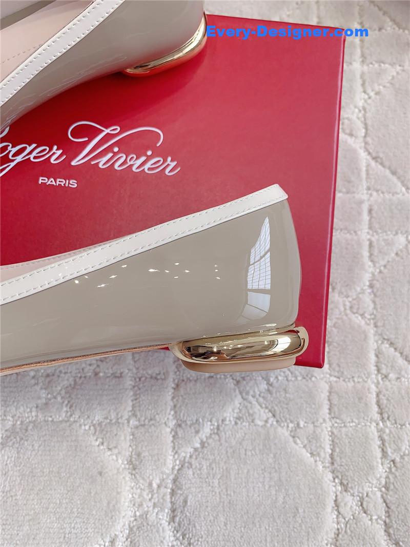 roger u1u1er viv’ podium ballerinas in patent grey and white