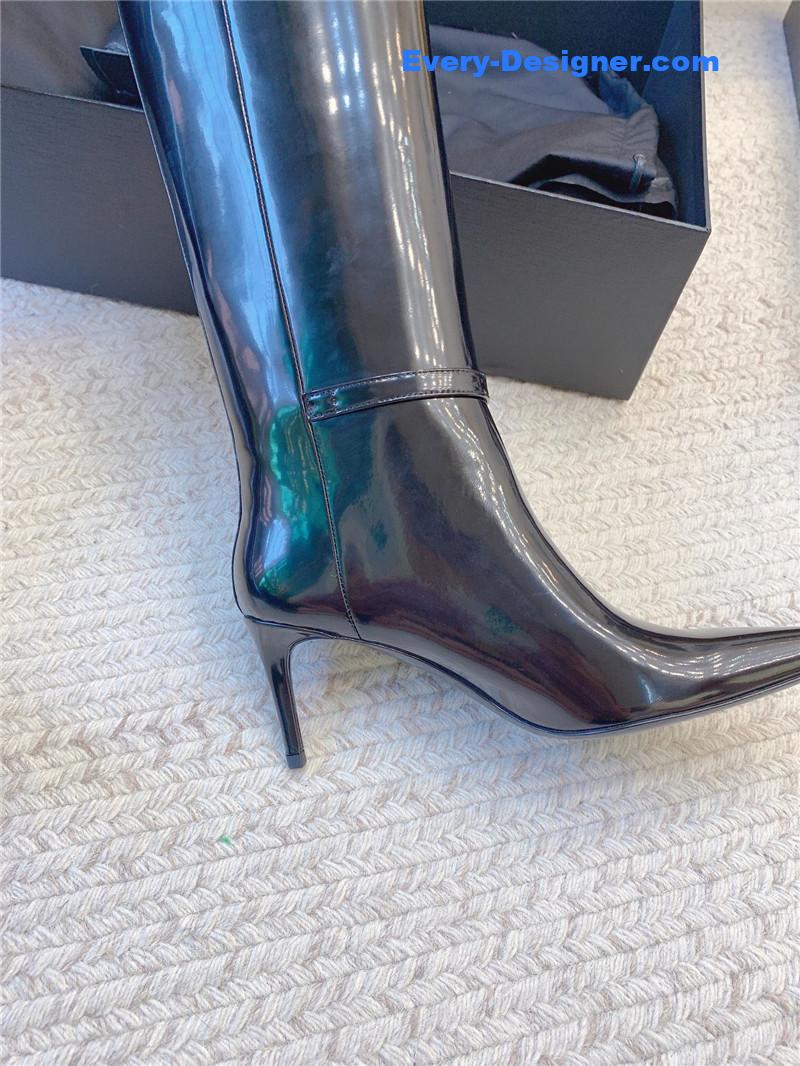 Sa1nt Lau*nt lee glazed leather knee-high boots