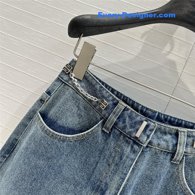 Givenchy metal chain buckle denim micro -trousers replica clothers