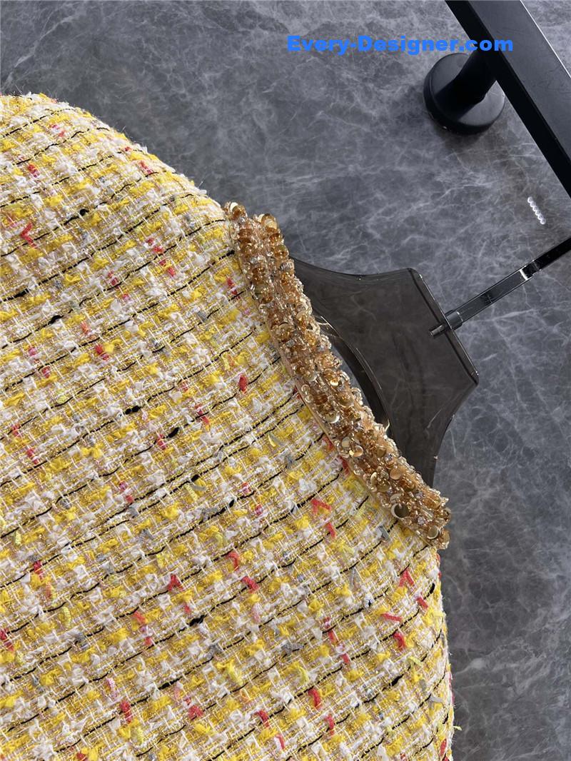 M1um1u yellow woven coarse nicomo jacket replica clothing sites