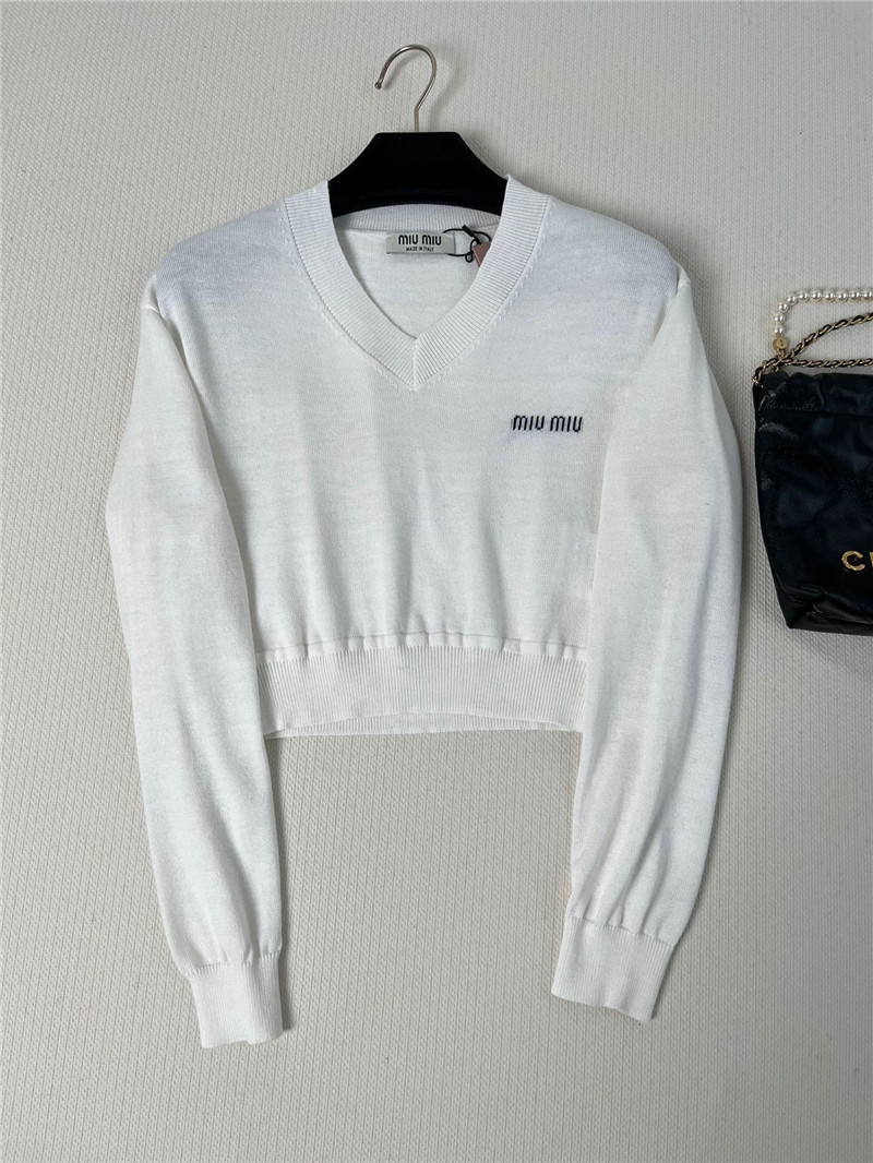 M1um1u long-sleeved knitted top replica clothing sites