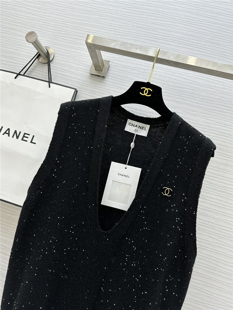 Ch**el wool sequin yarn vest replica clothes