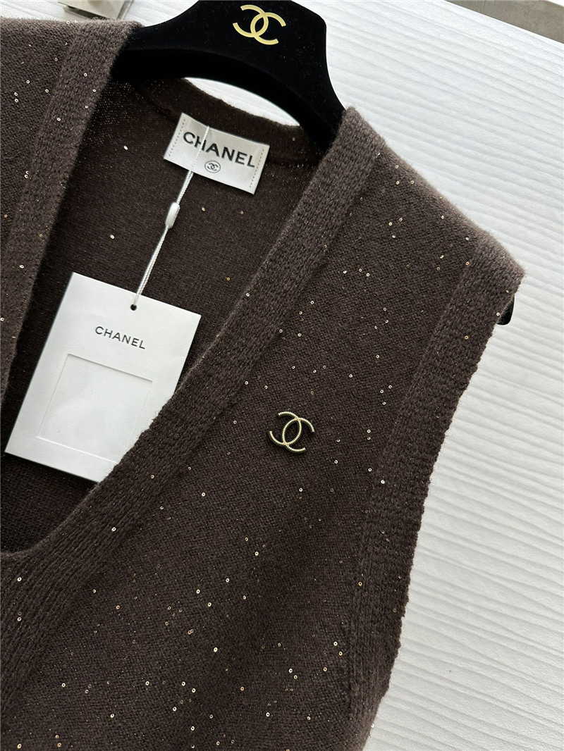 Ch**el wool sequin yarn vest replica clothes