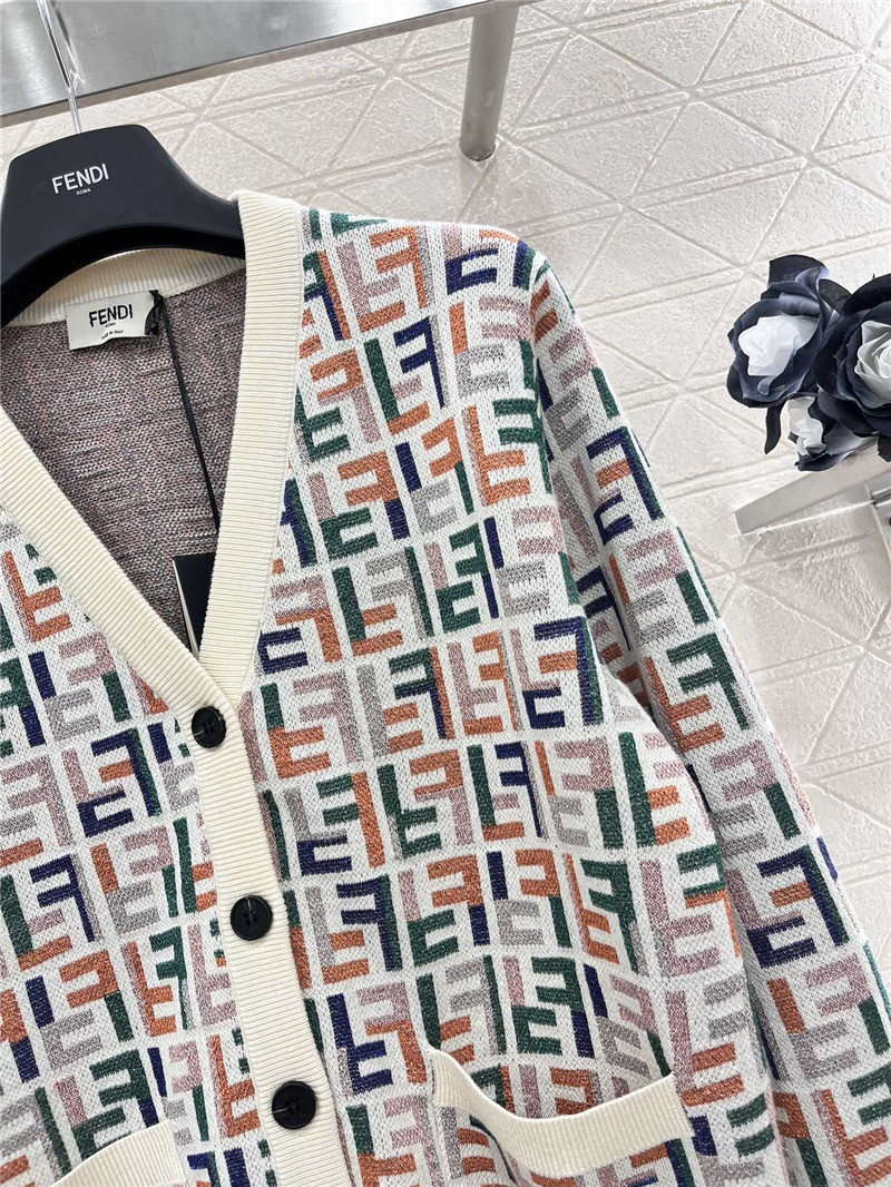 F**di jacquard knitted v-neck cardigan replica clothing