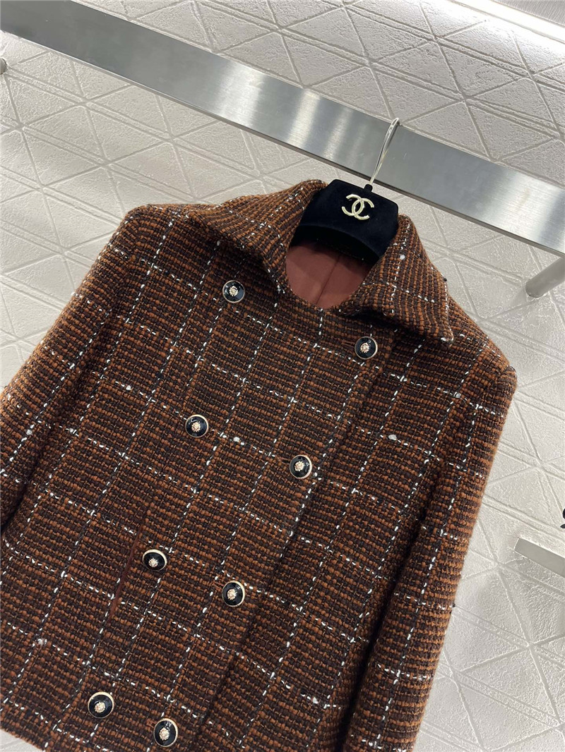 Ch**el lapel double-breasted woven coat replicas clothes