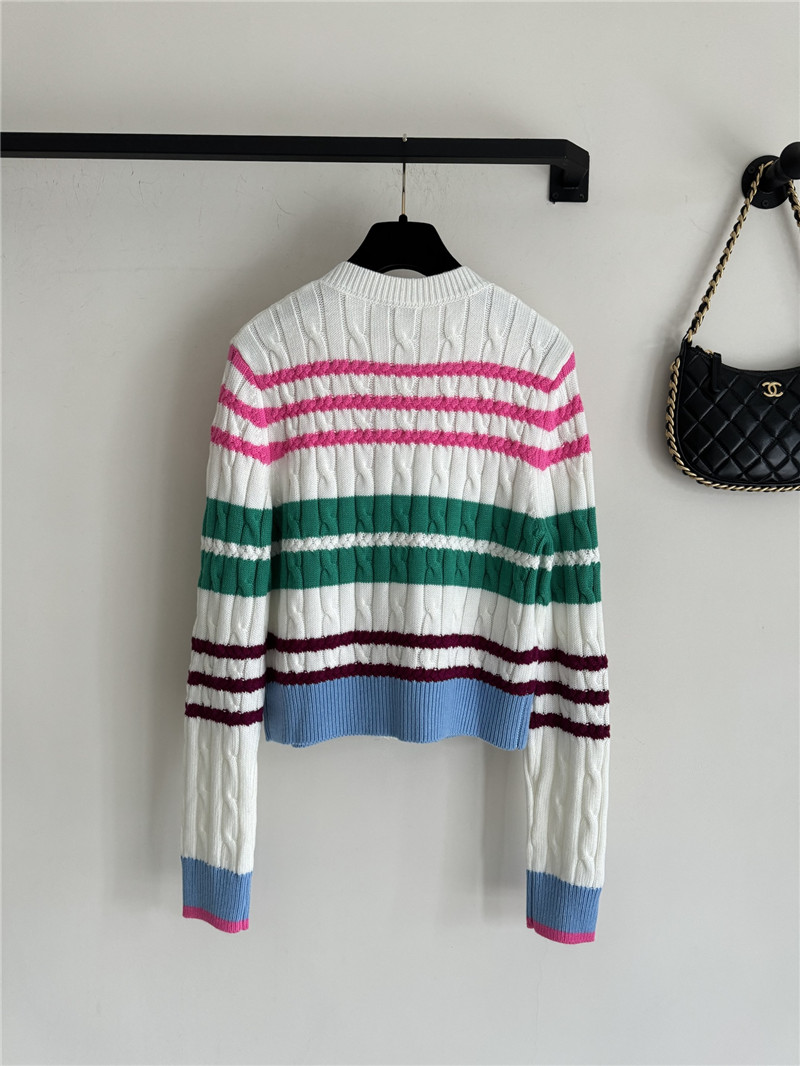 Ch**el multicolor striped cable cardigan white