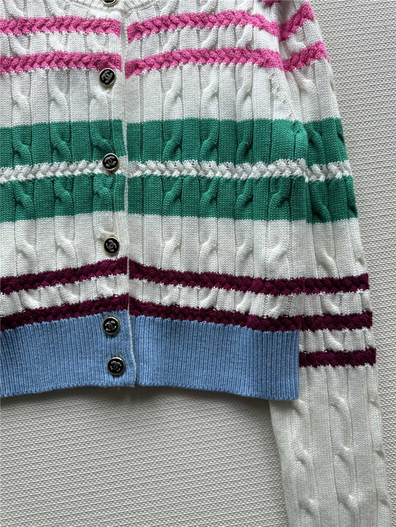 Ch**el multicolor striped cable cardigan white