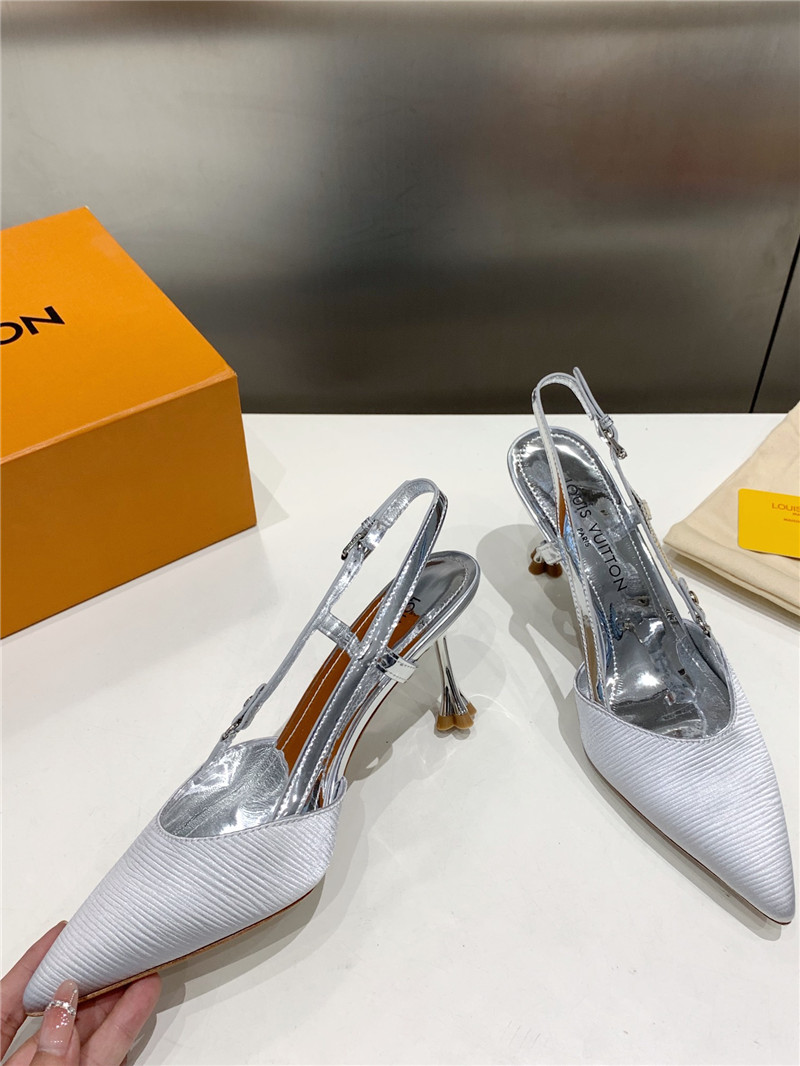 l0vis Vvtt0n blossom slingback pumps silver embroidered