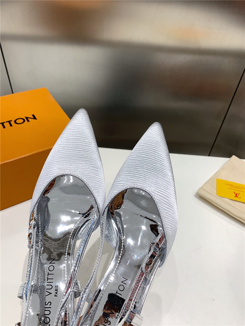 l0vis Vvtt0n blossom slingback pumps silver embroidered