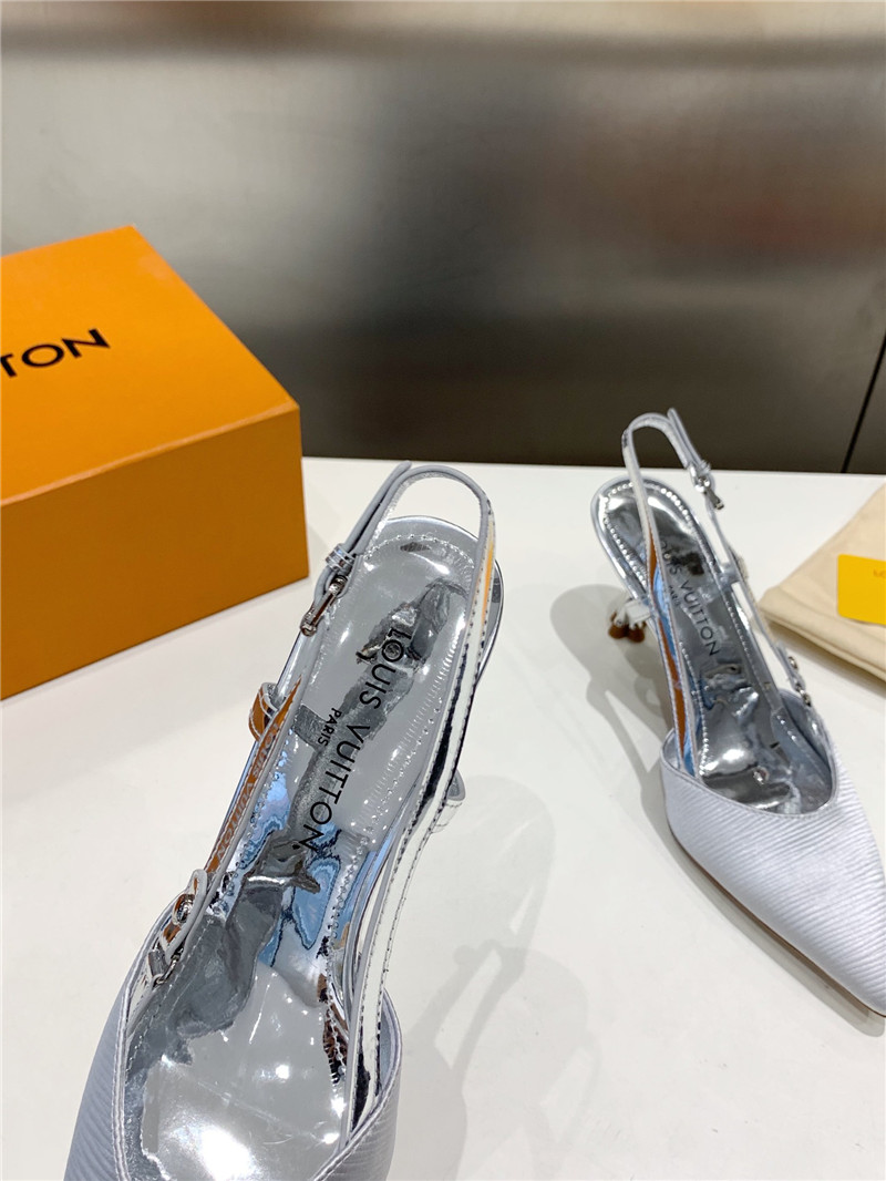 l0vis Vvtt0n blossom slingback pumps silver embroidered