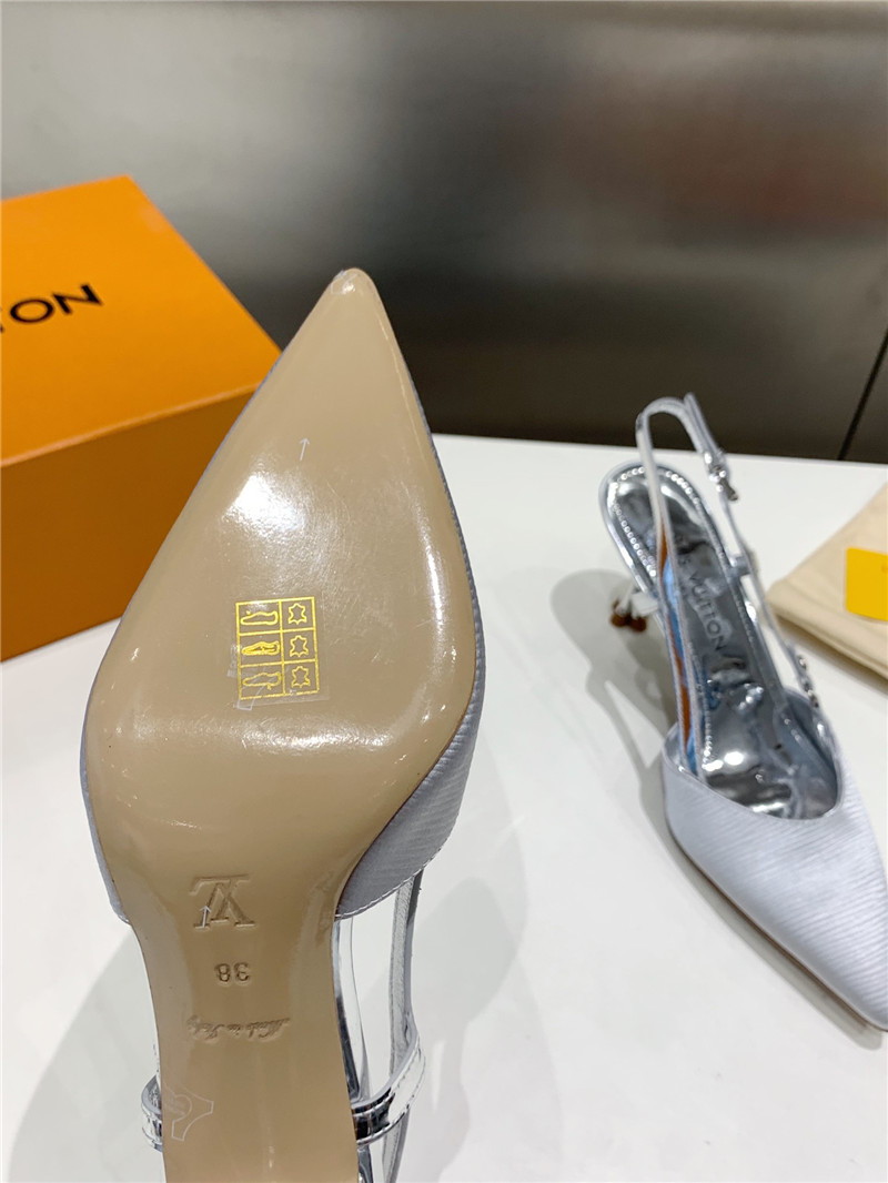 l0vis Vvtt0n blossom slingback pumps silver embroidered