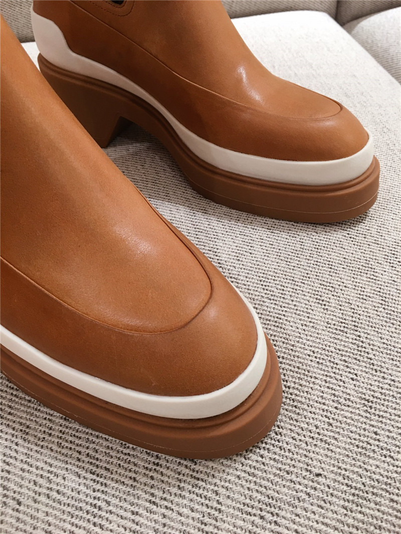 H**me5 brown calfskin platform ankle boots