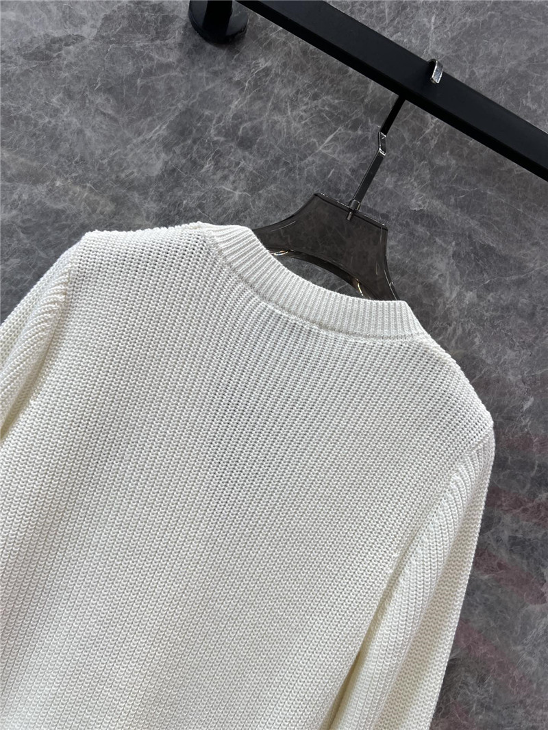 Pra*a logo-intarsia v-neck rib cardigan white