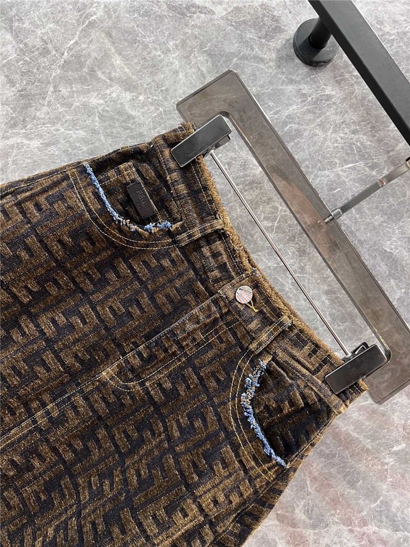 F**di high waist a-line denim skirt replica designer clothes