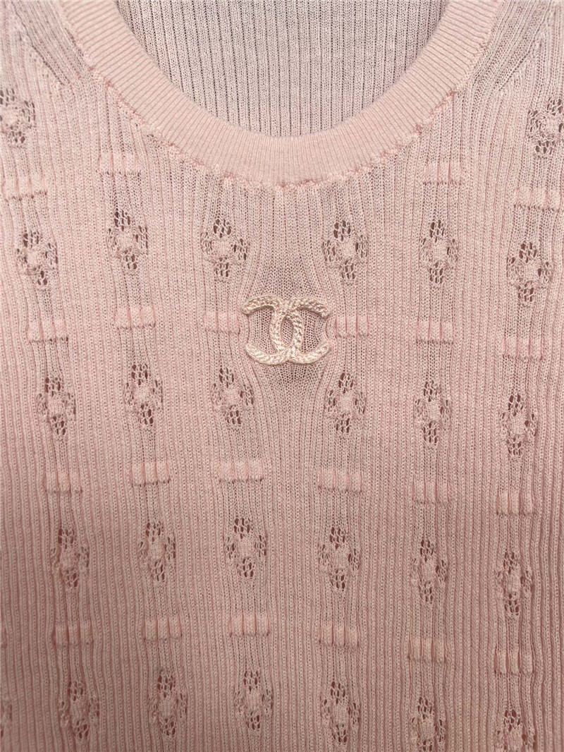 Ch**el jacquard crochet knitted vest in pink