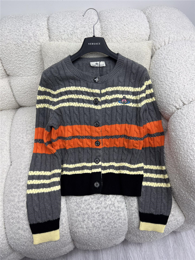 u1u1enne westwood multicolor stripe cable cardigan