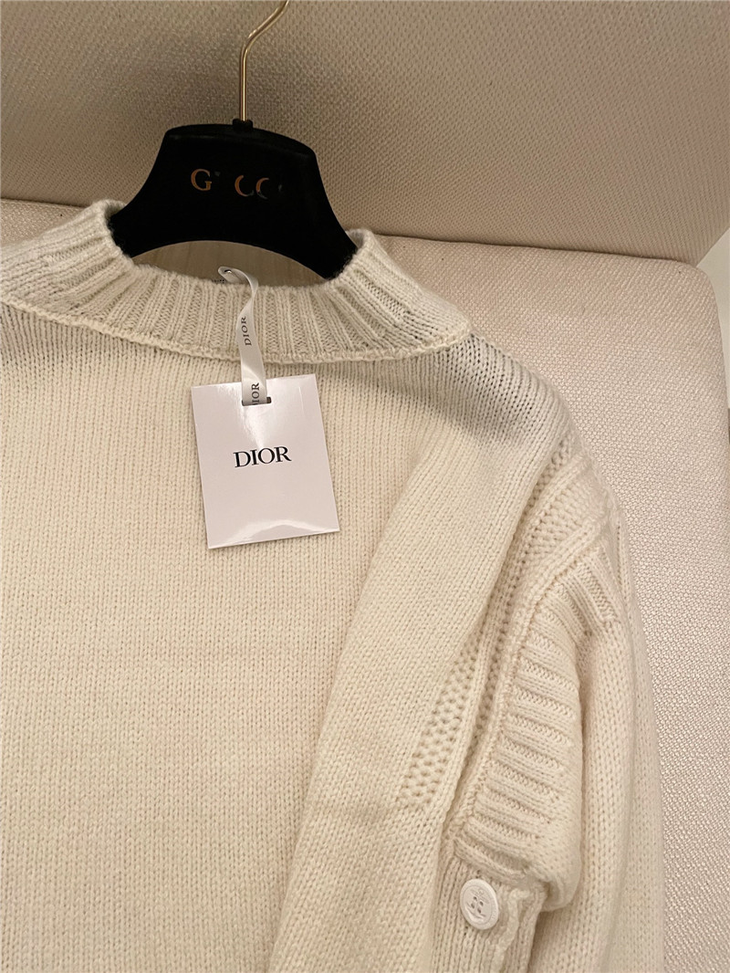 D10r crop openwork knit sweater in ivory