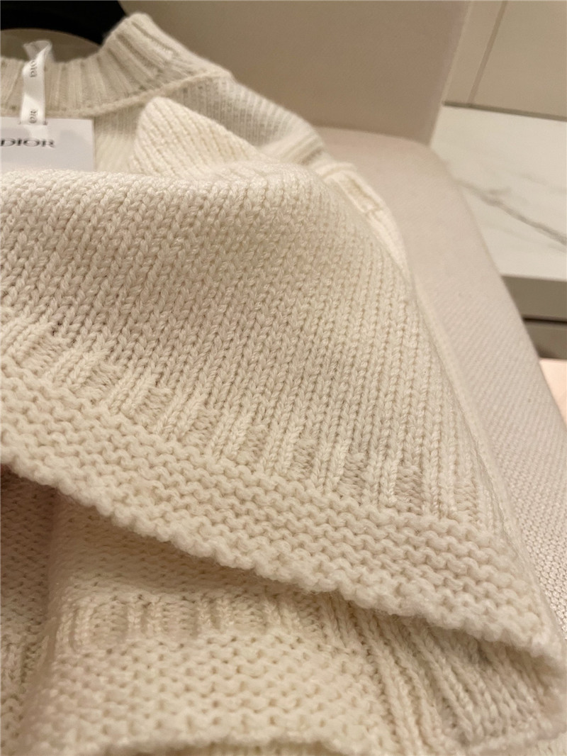 D10r crop openwork knit sweater in ivory
