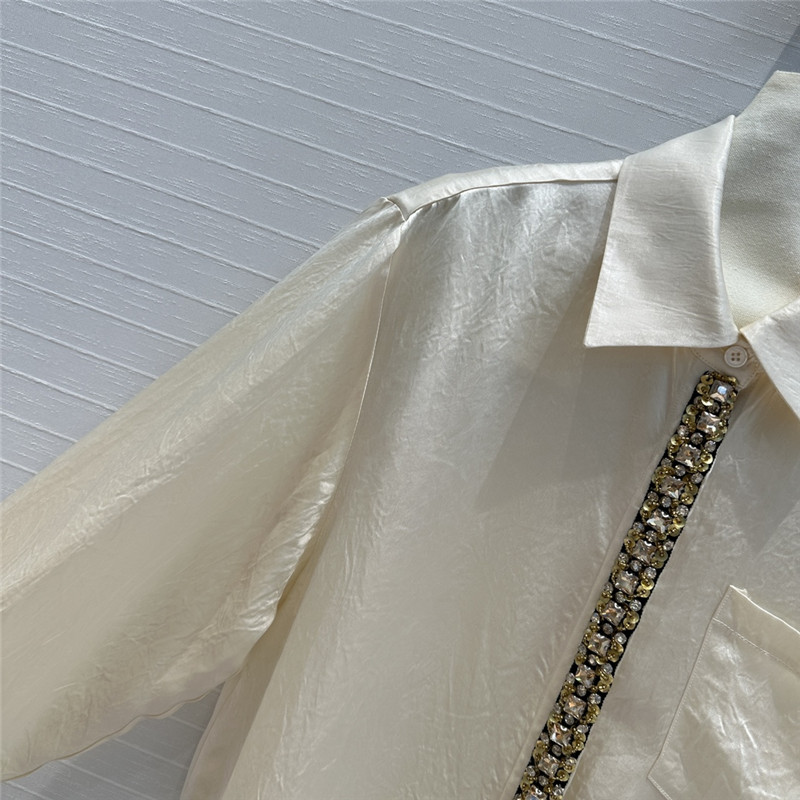 pra*a beaded D1am0nd collar shirt replica designer clothes