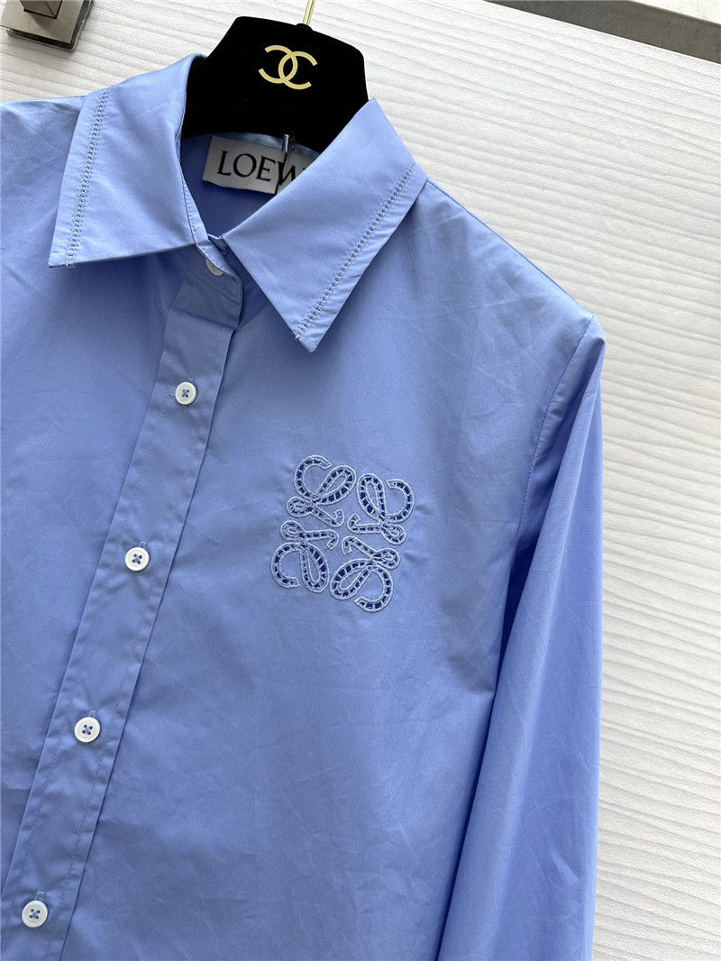 L0ew* embroidered raw edge shirt replicas clothes