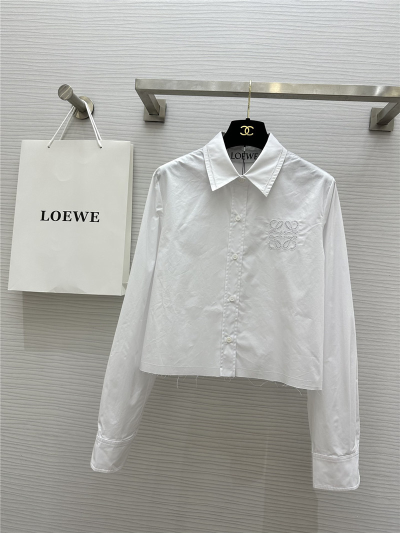 L0ew* embroidered raw edge shirt replicas clothes