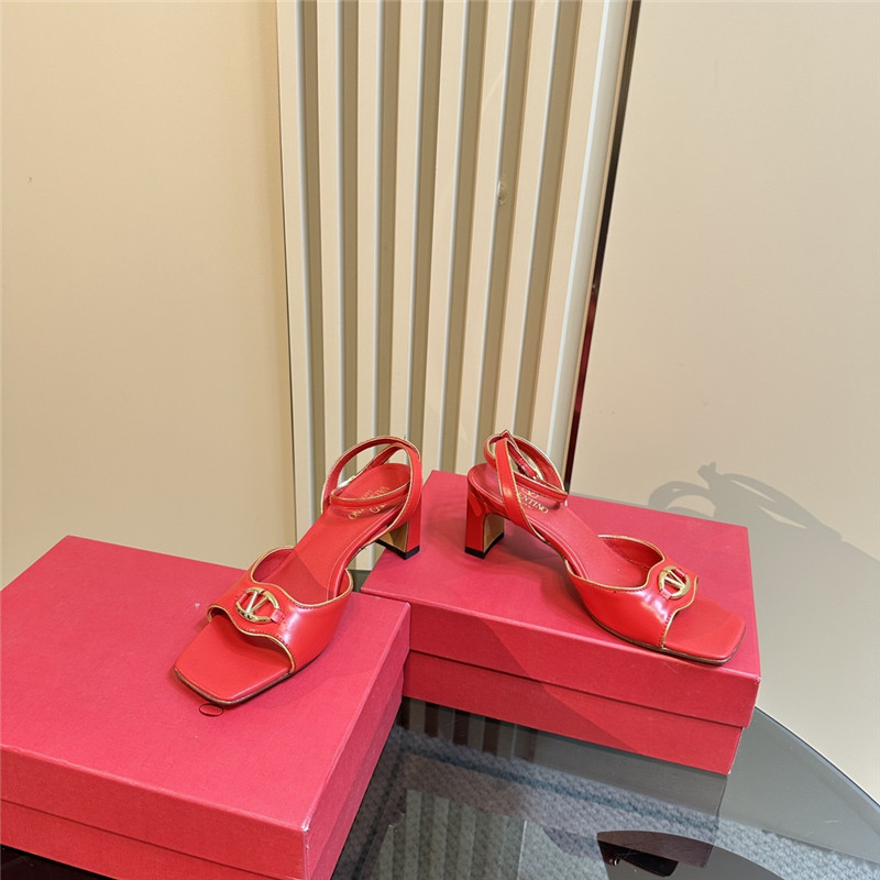 Va1e*ntin0 vlogo locker sandals in red mirrored calfskin