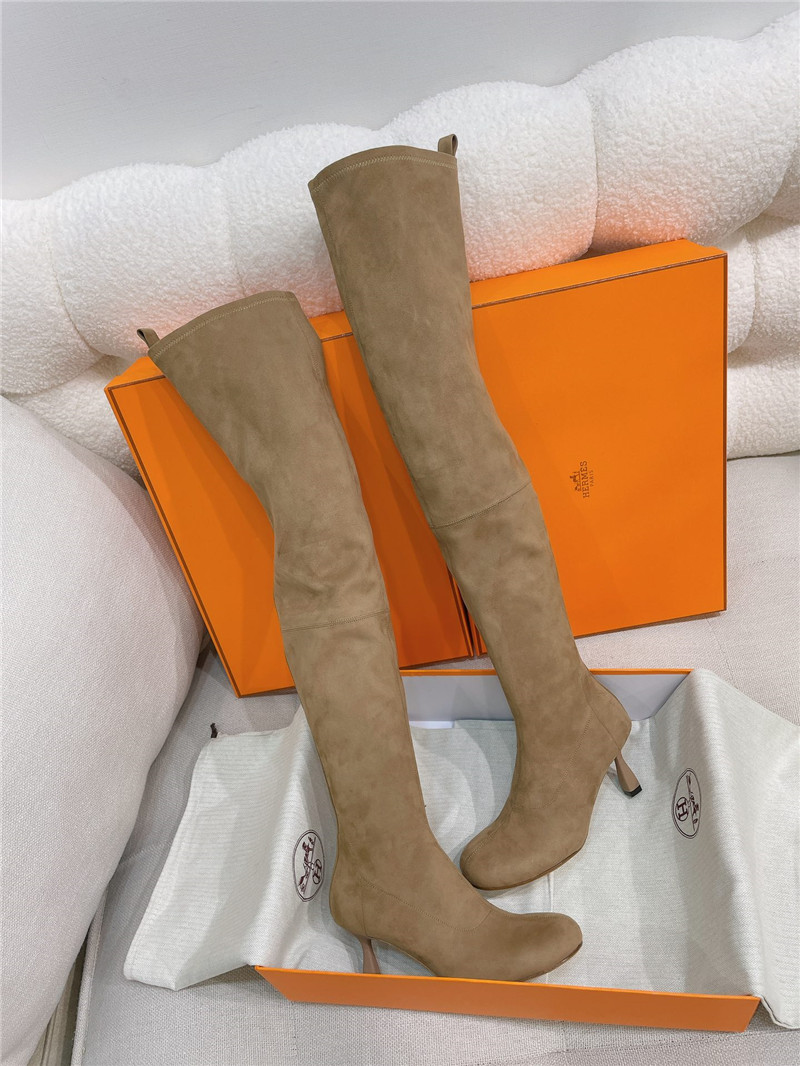 H**me5 brown suede over-the-knee boots
