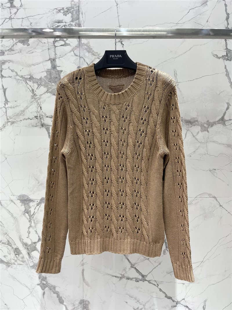 Pra*a open-knit pointelle sweater beige
