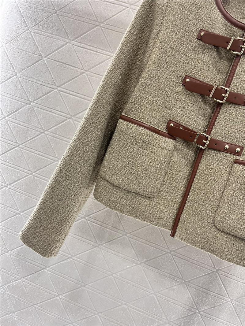 M1um1u round neck woolen coat