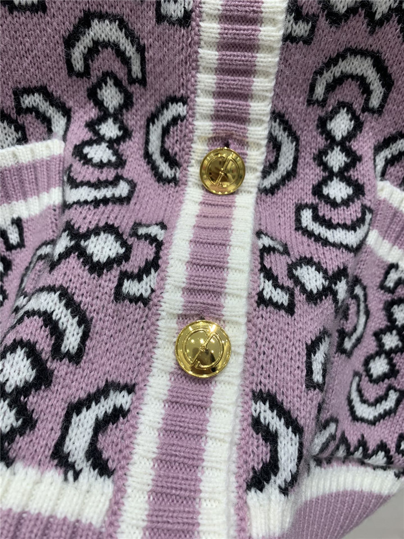 Gvc*1 crewneck oblique cardigan pink/black