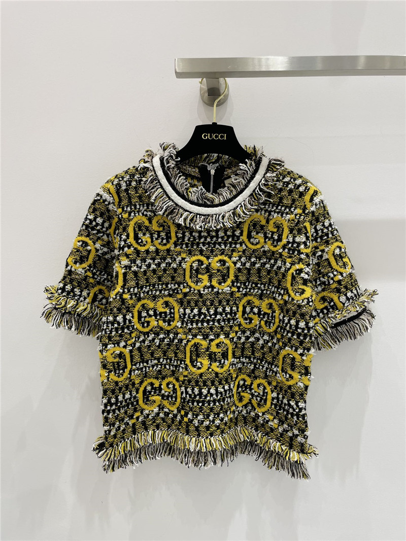 Gvc*1 mohair gg short-sleeve top in multicolor