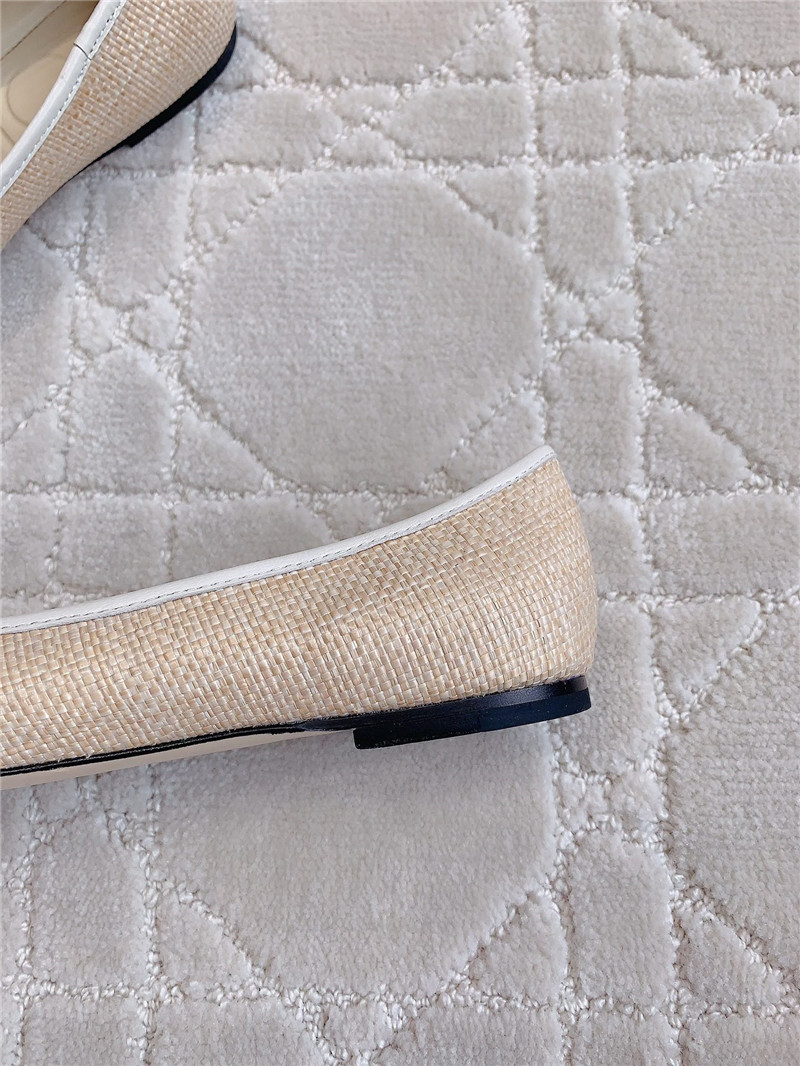 J1m*y Ch00 elme flats in beige canvas & latte raffia