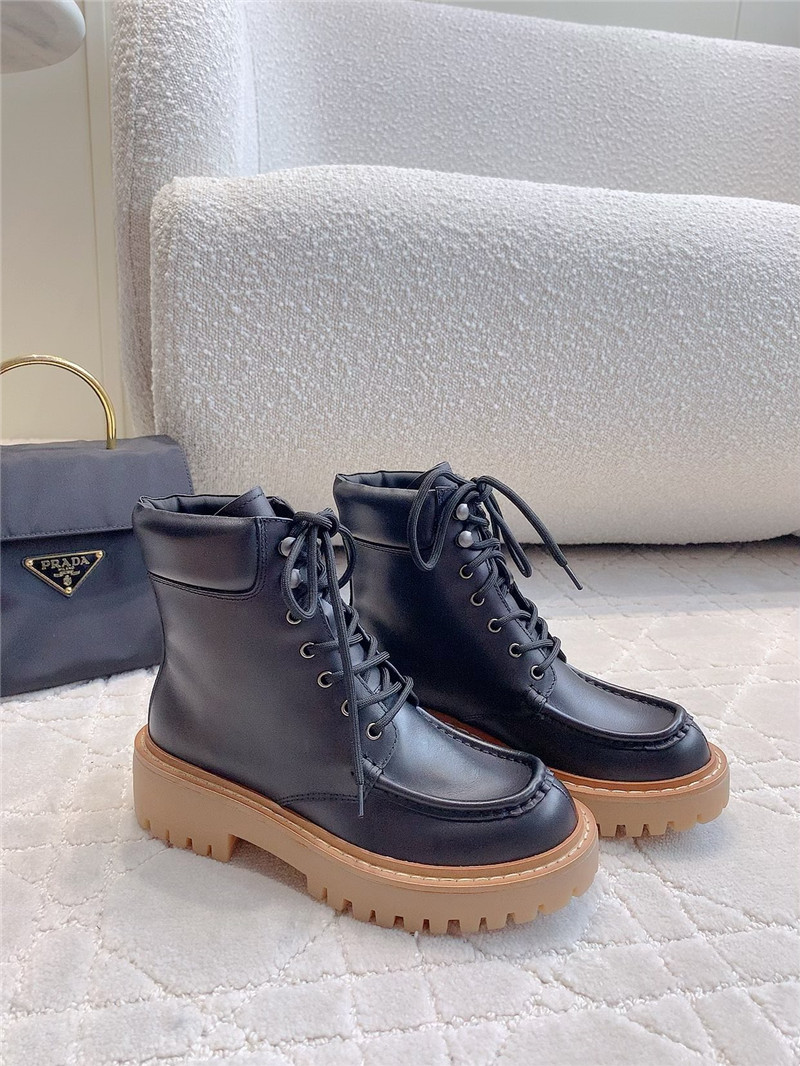 Pra*a platform lace-up calfskin ankle boots