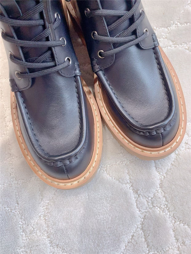 Pra*a platform lace-up calfskin ankle boots