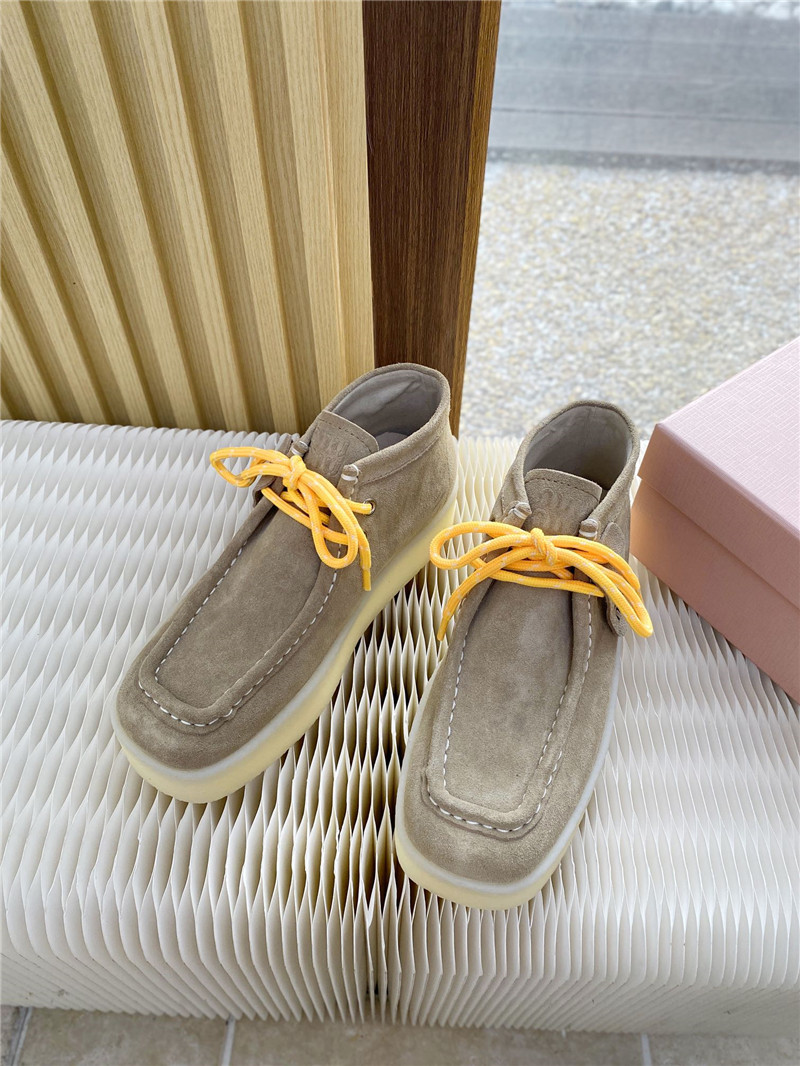 Miu Miu Suede Leather Lace-Up Loafers