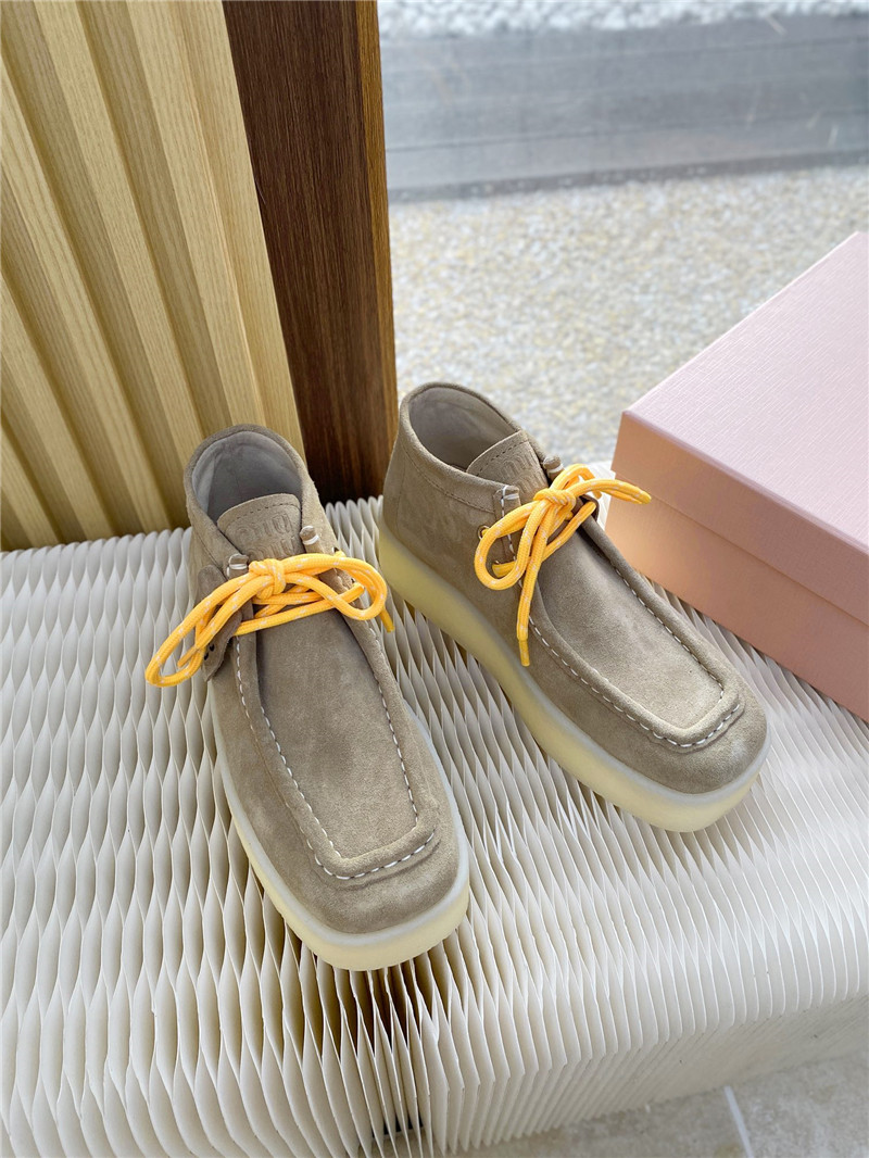 Miu Miu Suede Leather Lace-Up Loafers