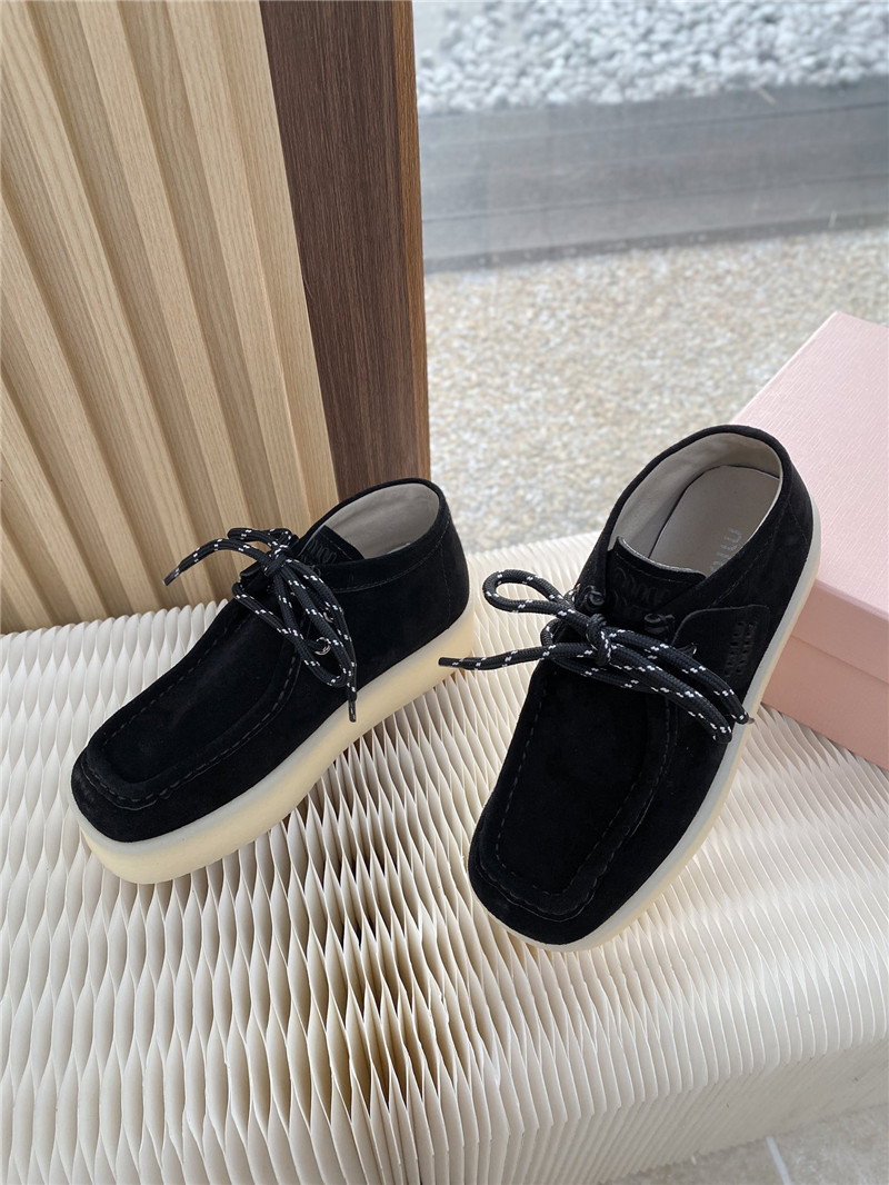 Miu Miu Suede Leather Lace-Up Sneakers